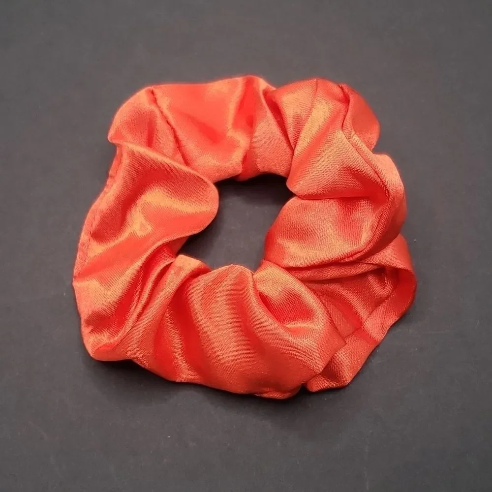 Bright Red Satin Scrunchie hair tie accessory